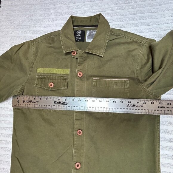 Analog Design Unlikely Futures Mens Medium Button Front Shirt Long Sleeve Green - Picture 4 of 8